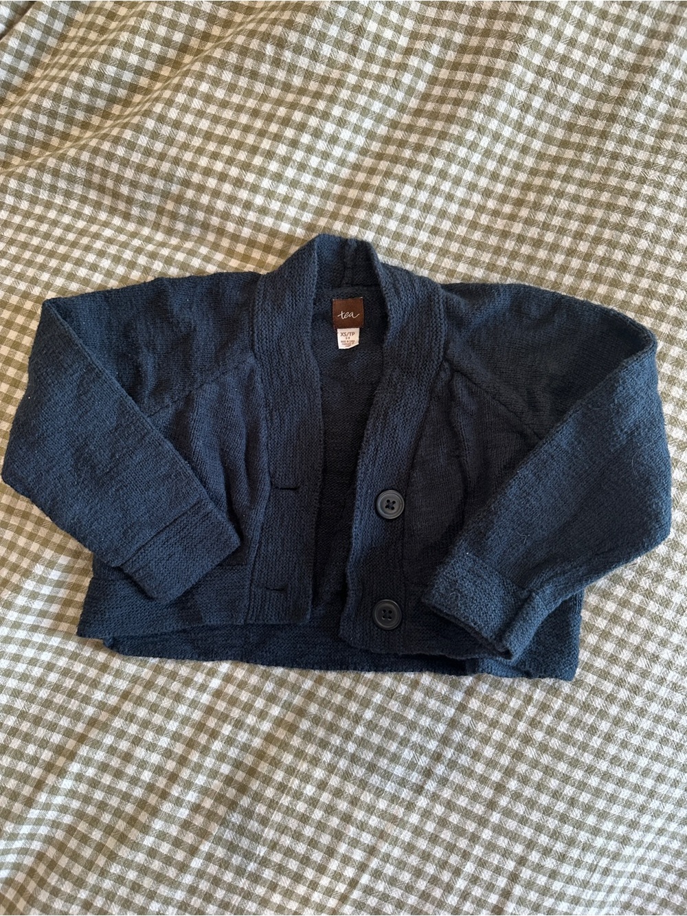 Tea Collection Dark Blue Knit Cardigan with Shawl Collar